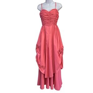 80s ILGWU Vintg Formal Gown Barbiecore Prom Dress Bustle Rosette Pink Sweetheart